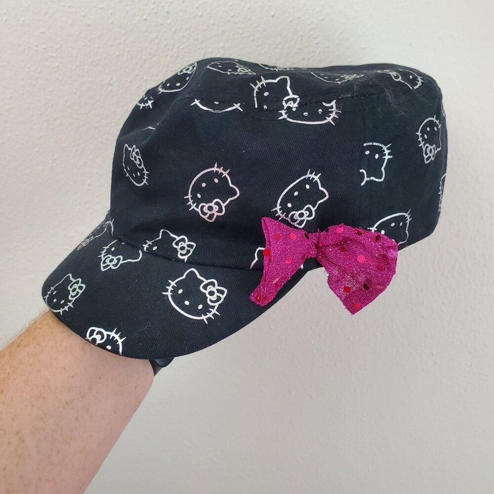 Hello Kitty Sanrio black and pink Y2K Cadet style cap